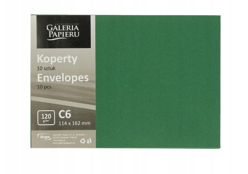 Koperta C6/10 Gładki zielony K. 120g  Argo [282210]
